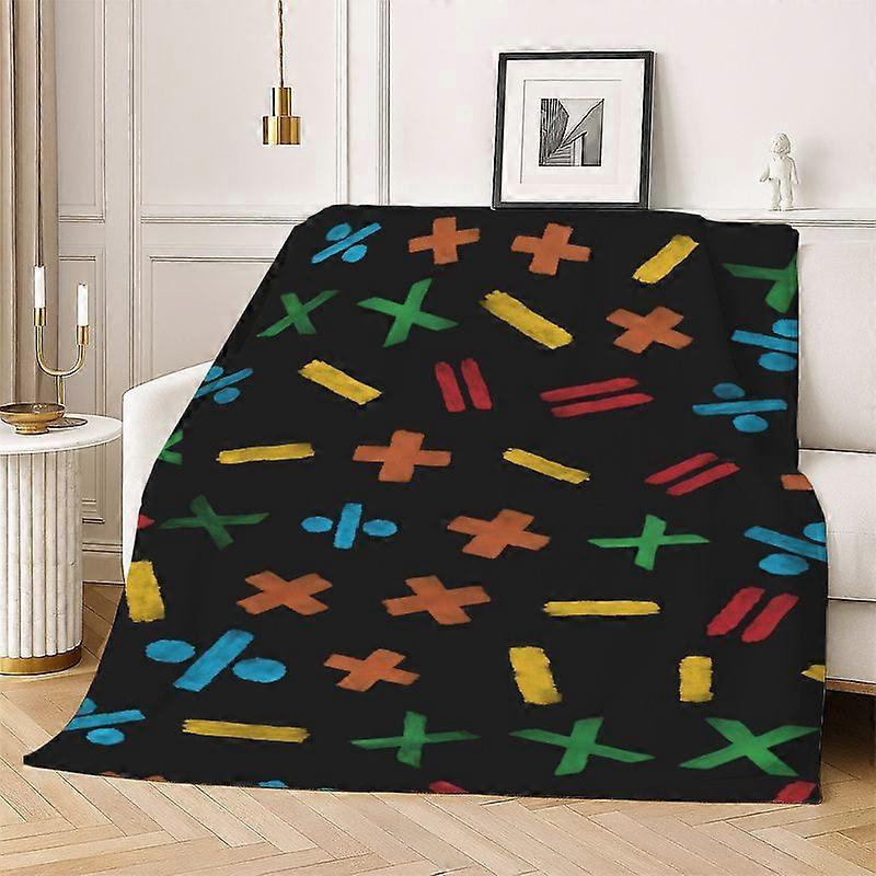 Colorful Math Symbol EdSheeran Pattern Digital Print Flannel Blanket - 100% Polyester Flannel, Non, Lightweight and Comf-MNBVC51