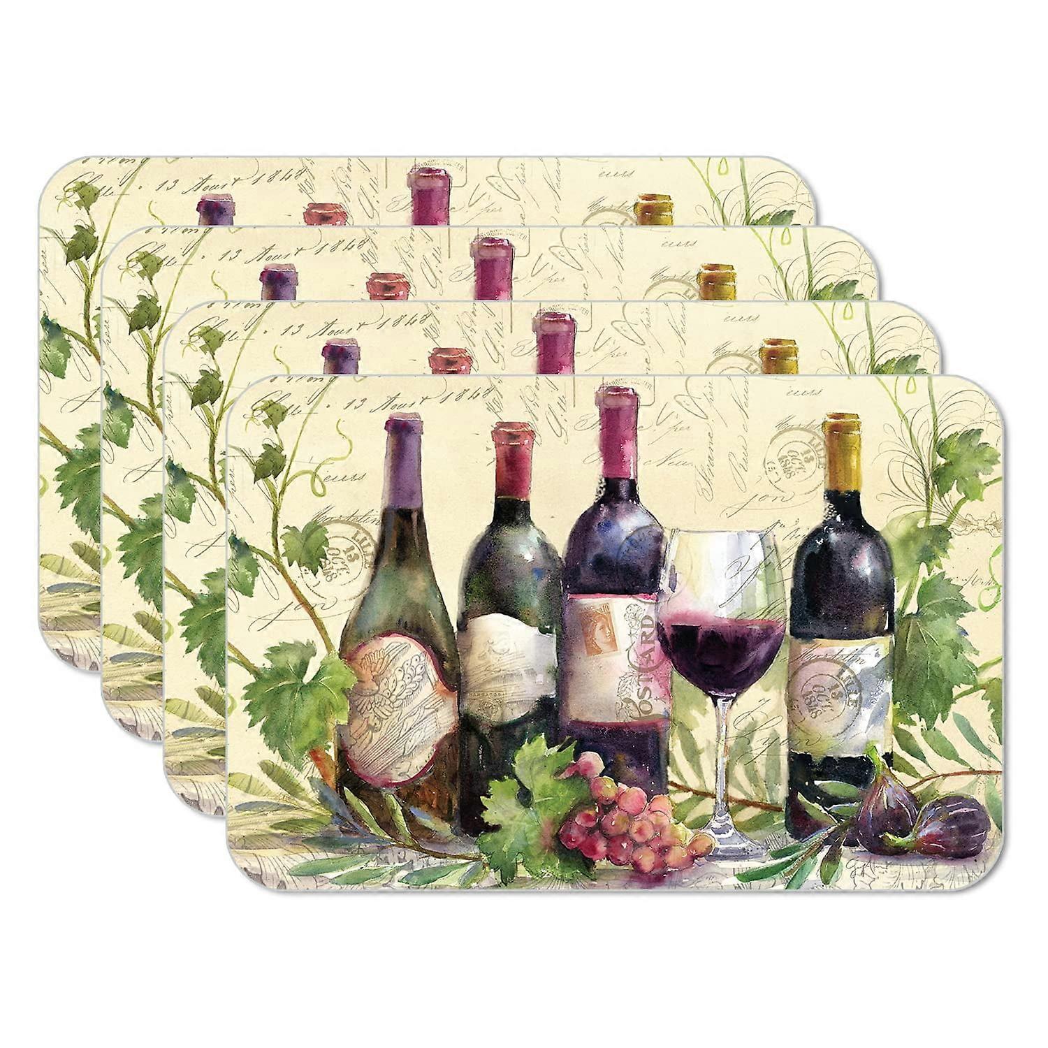 CounterArt "Rustic Wine" 4 Pack Reversible Flexible Plastic Tabletop Placemats