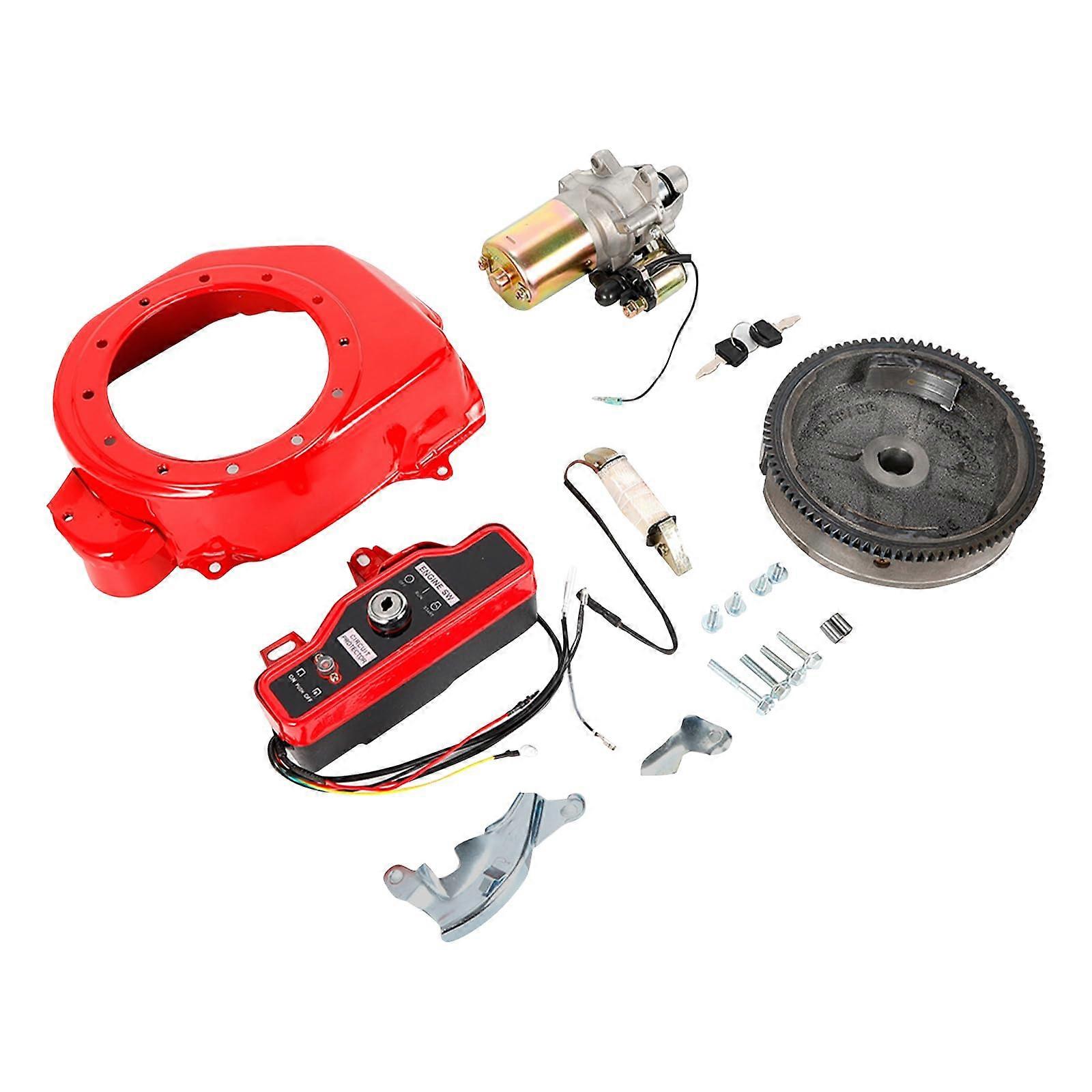 Electric Starter Kit 6.5HP 5.5HP Engine with Flywheel and Key Switch Box for Honda GX200 and GX160