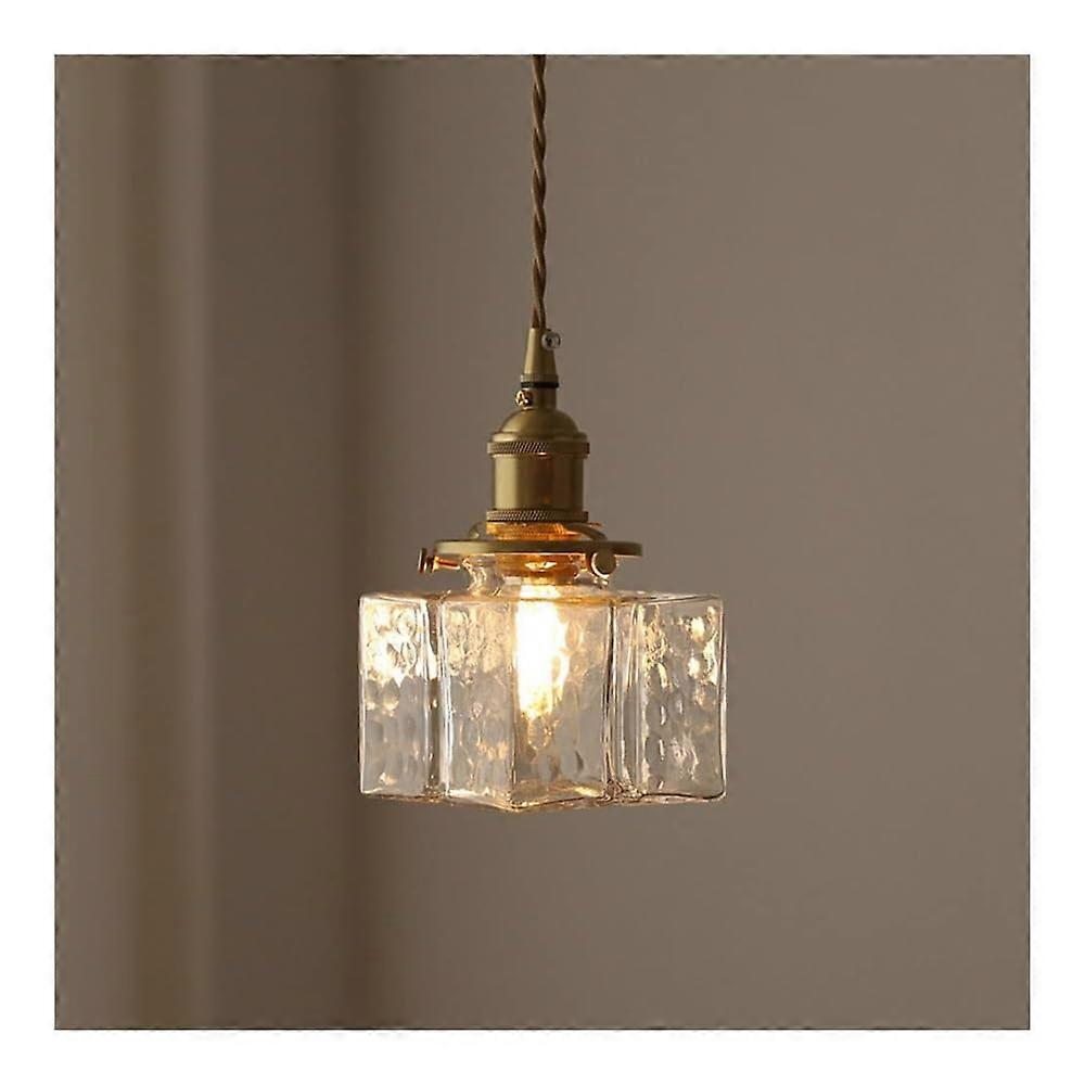 Retro Hammered Glass Pendant Light with E27 Socket for Kitchen Island and Dining Room