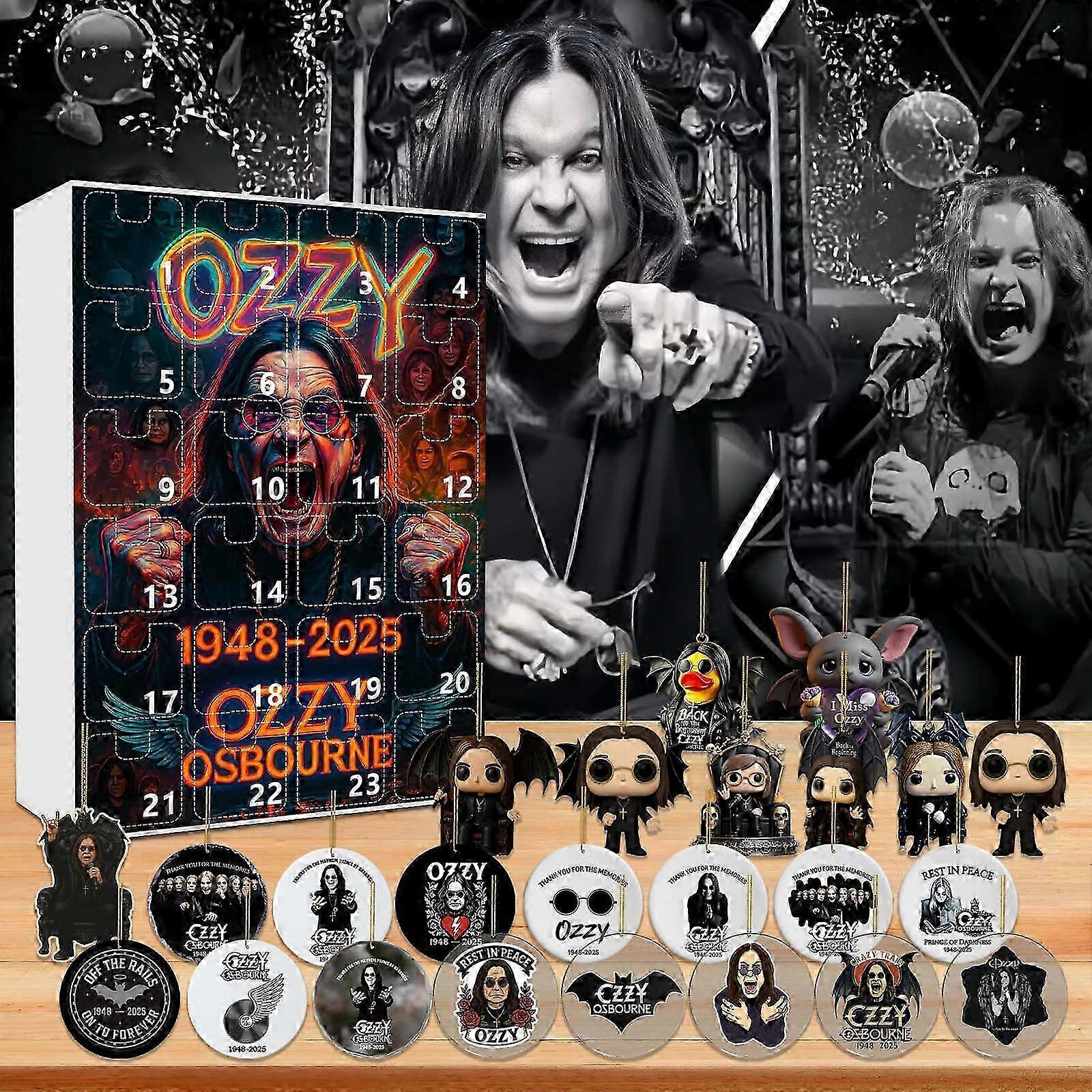 2025 Ozzy Osbourne Motorcycle Bell Christmas Advent Calendar - 24 Days Countdown Calendar Stray Kids peripheral blind box Acrylic Ornaments, Reusable