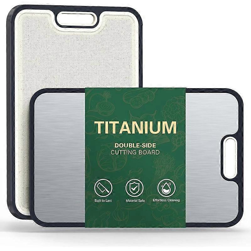 Titanium  Board, Double-Sided Titanium & Straw Plastic  Board, Durable Titaniums  Boards for Kitchen with Deep Juice Grooves & Built-in Hand