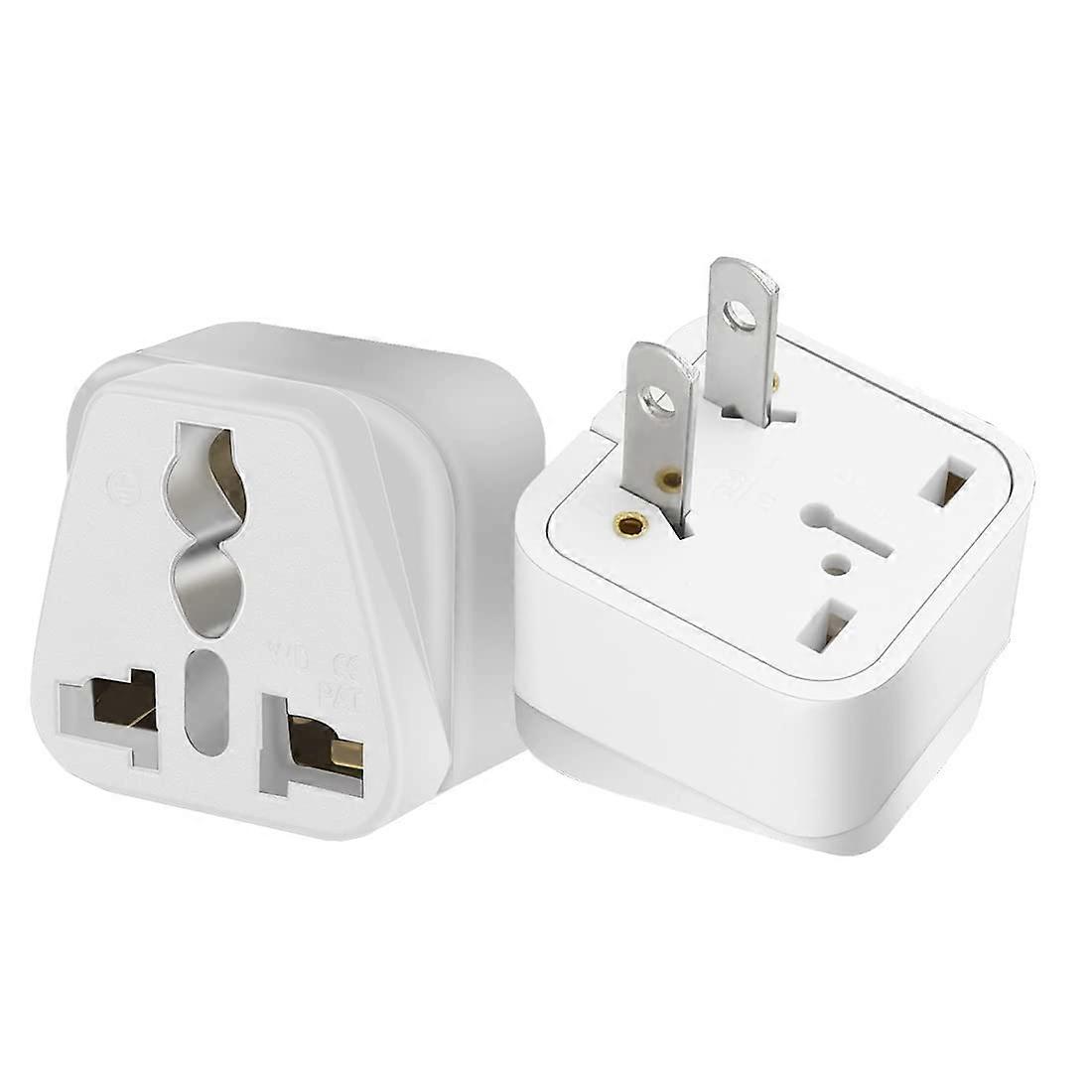 Universal Travel Plug Adapter USA NEMA 115P to UK EU AUS Socket, Compact and CE Certified White