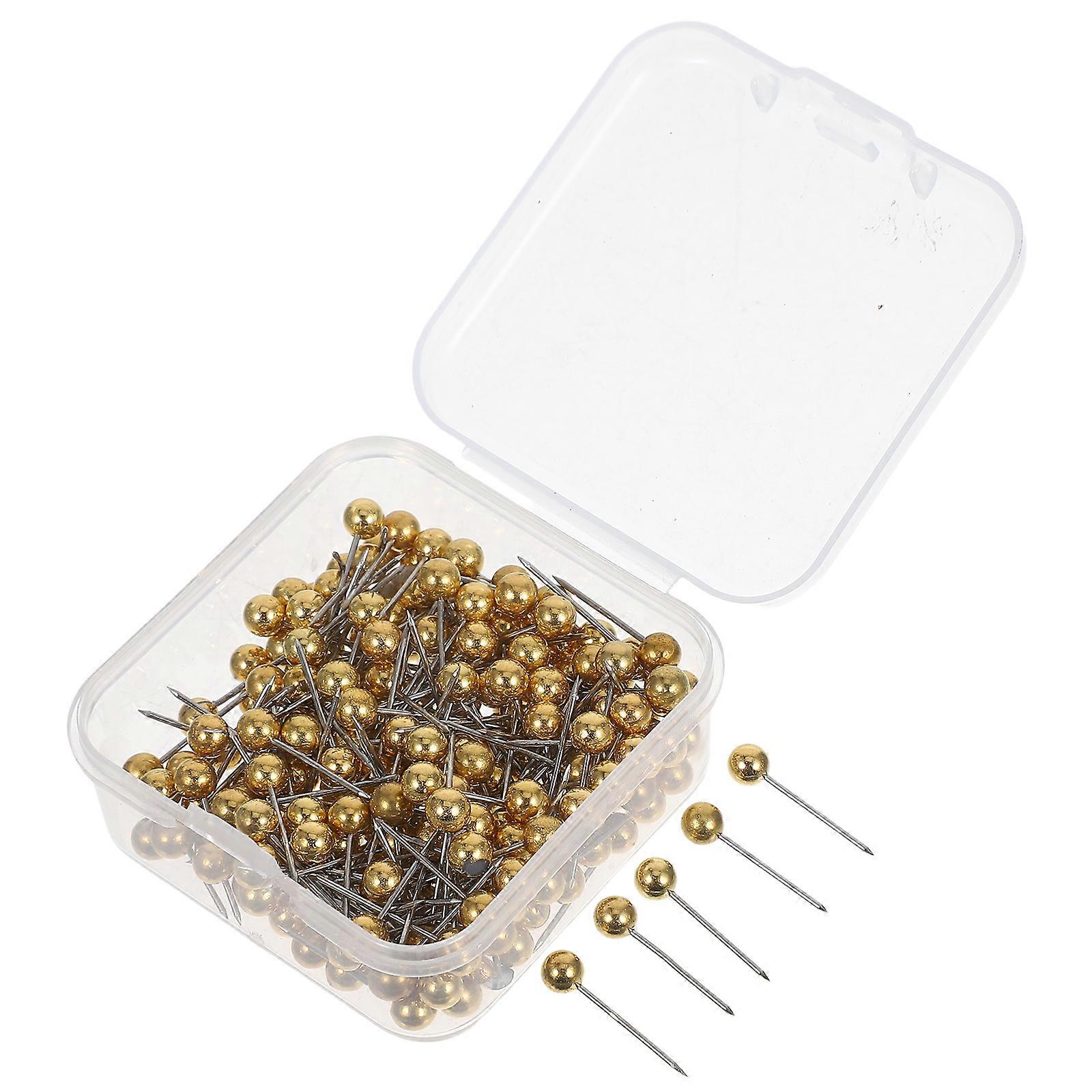 Map Push Pins Golden Color for Bulletin Board 200Pcs Round Head Tacks