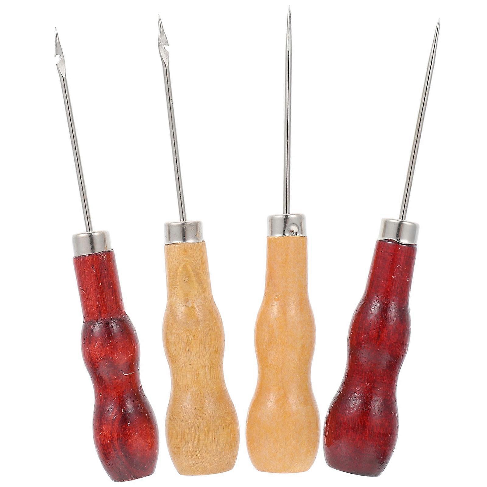 Craft Sewing Awls Wood Handled for Stitching 12Pcs Set