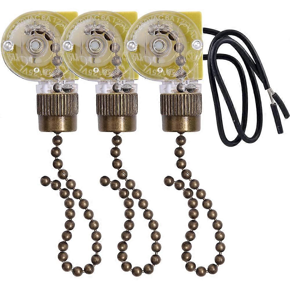 Ceiling Fan Pull Chain Switch Two Wire Light Control CSA UL Certified Bronze 3 Pack