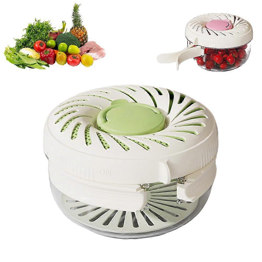 2 in 1 Fruit and Vegetable Strainer and Washer with Lid, 4L Salad Spinner for Kitchen, Green