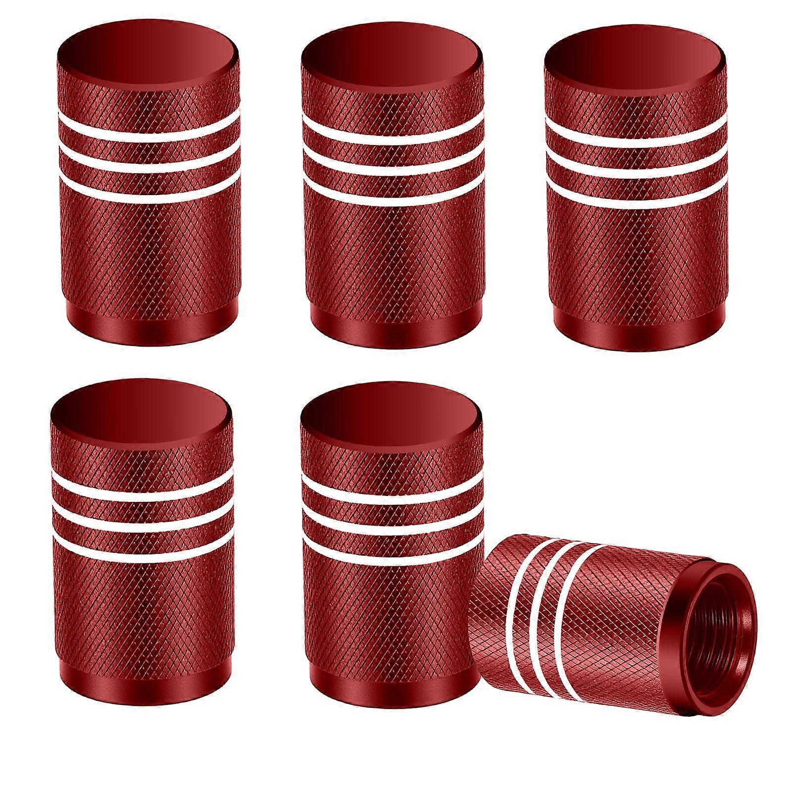 Tire Valve Stem Caps Aluminum 6Pack LeakProof Seal AntiCorrosion Universal Fit for Schrader Red