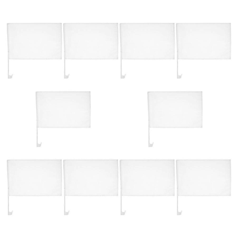 10Pcs Car Window Flag Blank for Sublimation White Car Flags with Pole