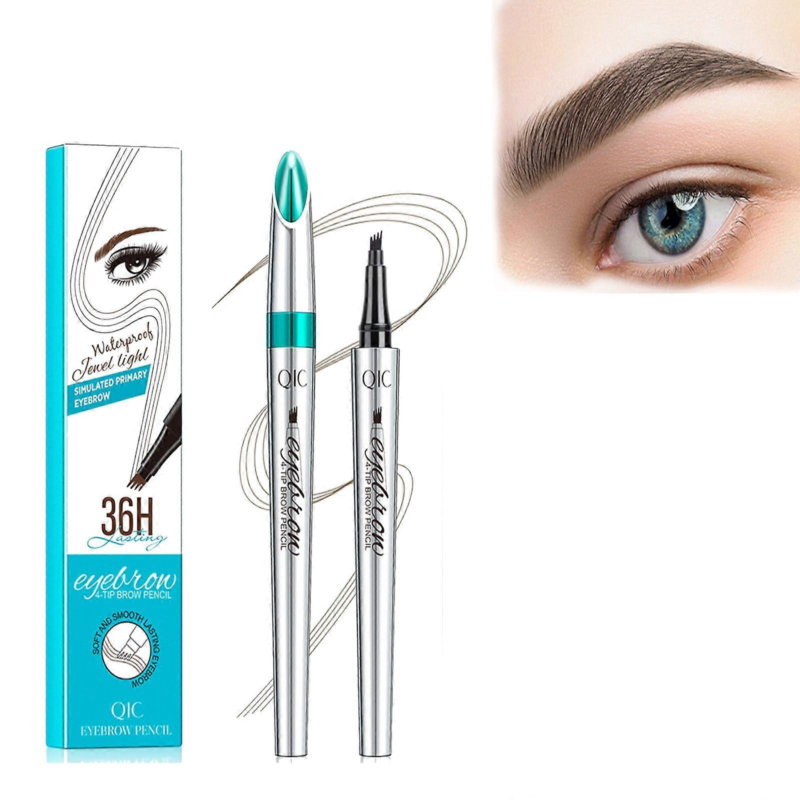 Waterproof 3D Microblading Eyebrow Pencil with 4 Fork Tip for LongLasting Natural Brows