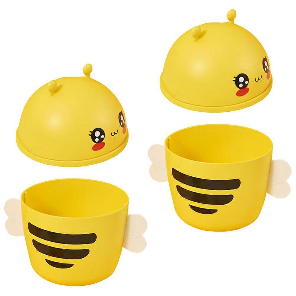Yellow Plastic Flip Lid Trash Can for Countertop 2Pcs Mini
