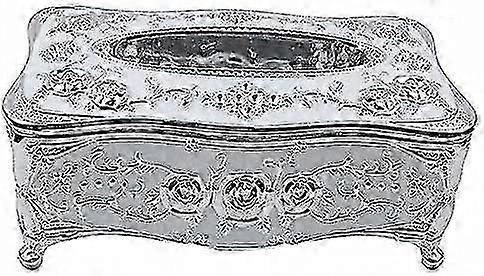Tissue Box Square Plastic With Lace Edge Flowers Pattern (silver) 26s