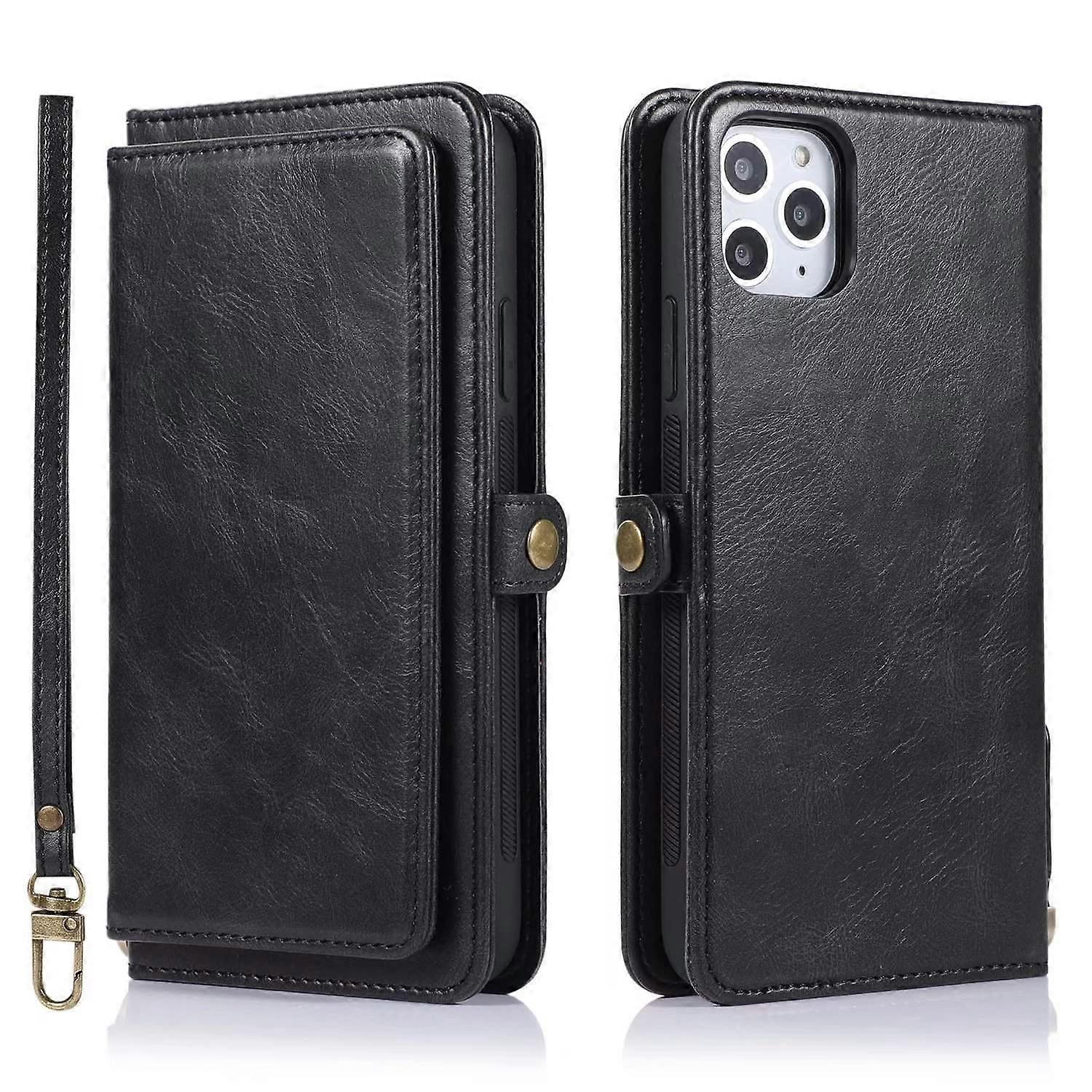 Case For Iphone 13 Mini Black Multi-card Split Leather Multi-function Card Slot Retro Wallet No6780
