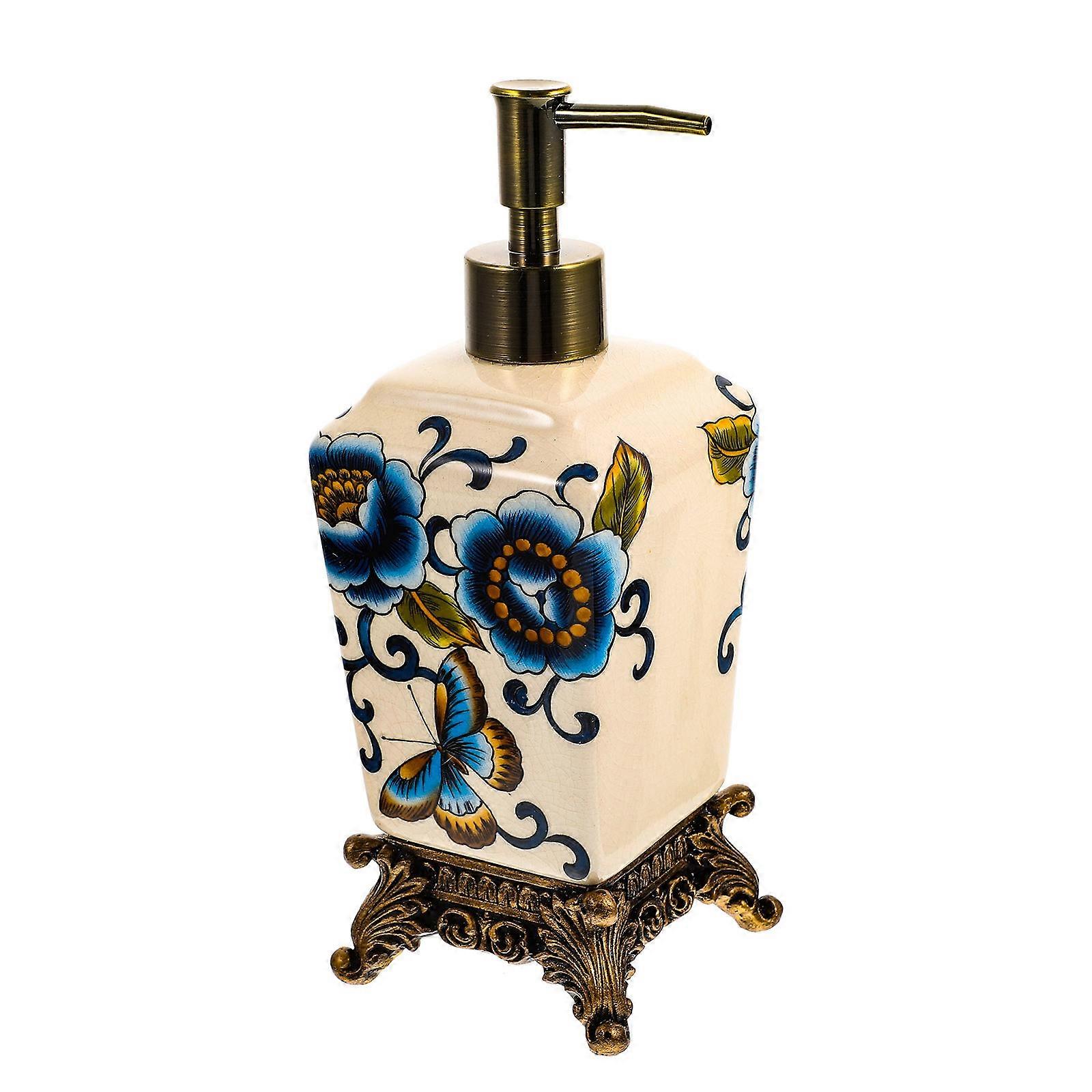 Ceramic Lotion Bottle Floral Print for Liquid Storage 3Pcs Pack