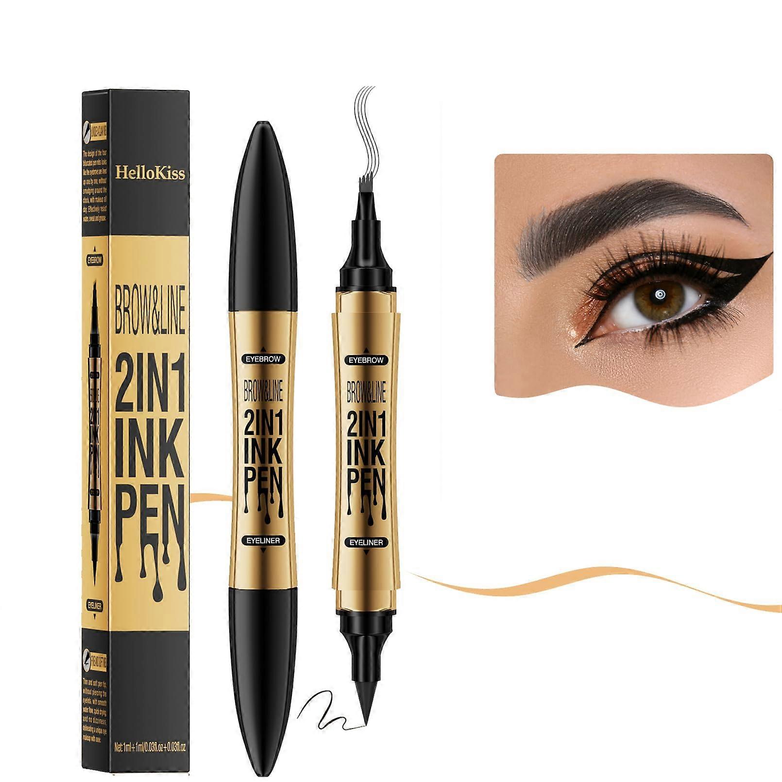 Waterproof Microblading Eyebrow Pen 4 Fork Tip Tattoo Pencil Grey LongLasting Precise Strokes