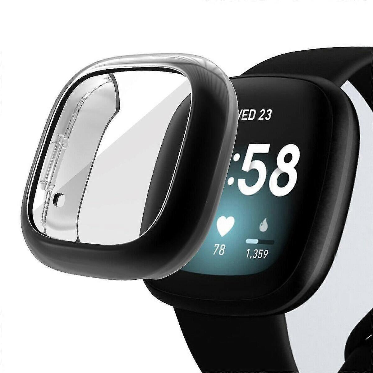 Fitbit Versa 3 / Sense Screen Protector -kotelo TPU All-Around Protective Bumper[Musta]