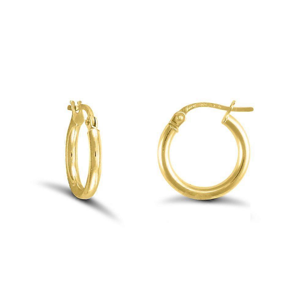 Jewelco London Gold-plated Sterling Silver Polished Hoop Earrings 2mm 14mm