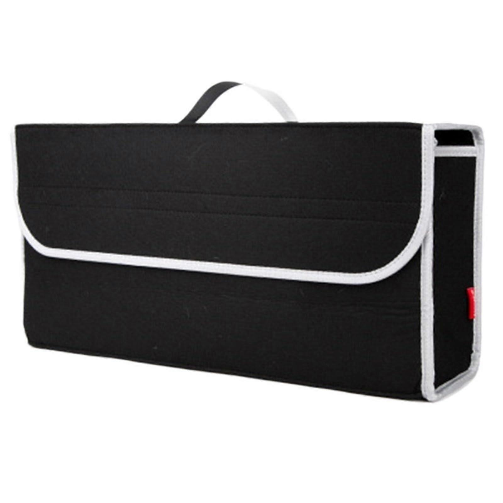 Car Trunk Organizer Storage Box with Fireproof Protection, Foldable EcoFriendly Felt, Black