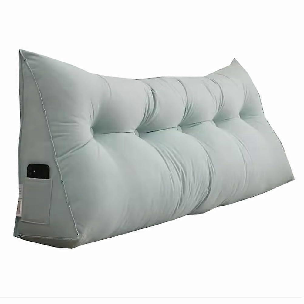 Wedge Pillow with Ergonomic Triangular Support, Removable Cover, Side Pockets, Queen Headboard 115x45x15cm