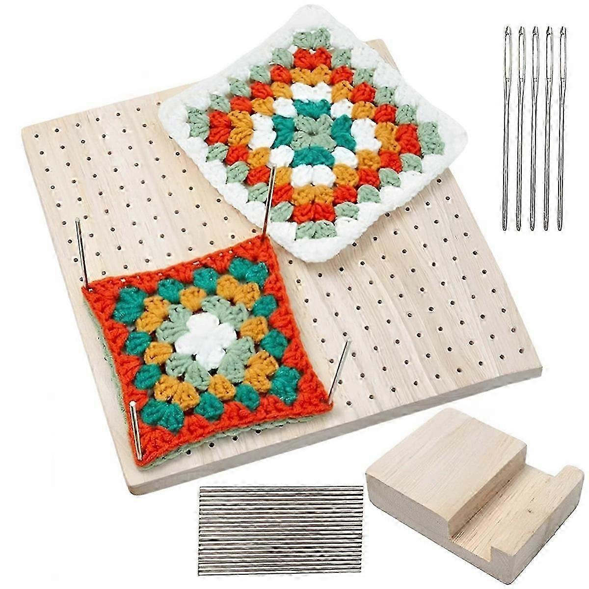 Wooden Crochet Blocking Board Handcrafted Knitting Blocking Mat Set