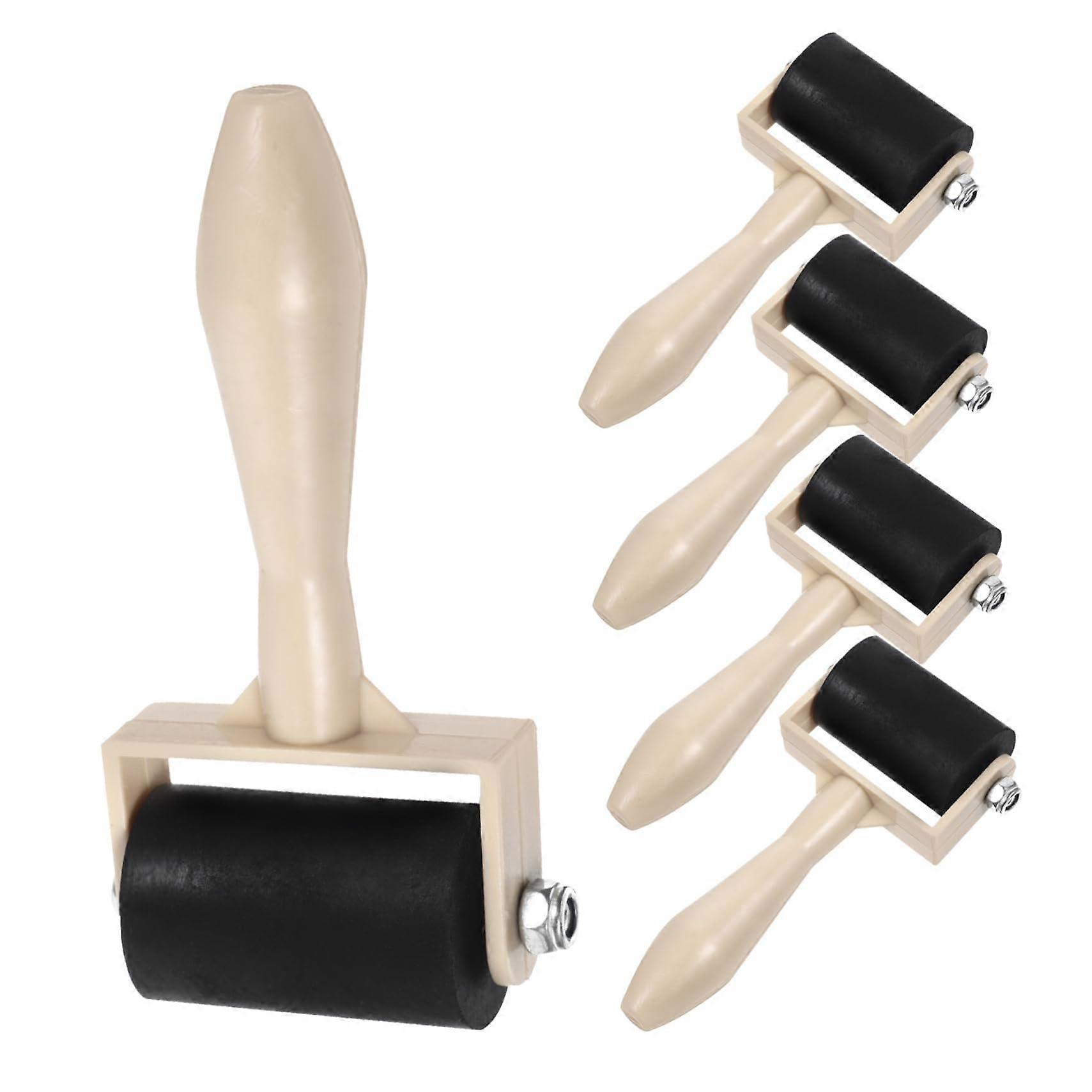 5pcs Printmaking Roller Set, Smooth Brayer for Even Pressure, DIY Art and Stamping Use