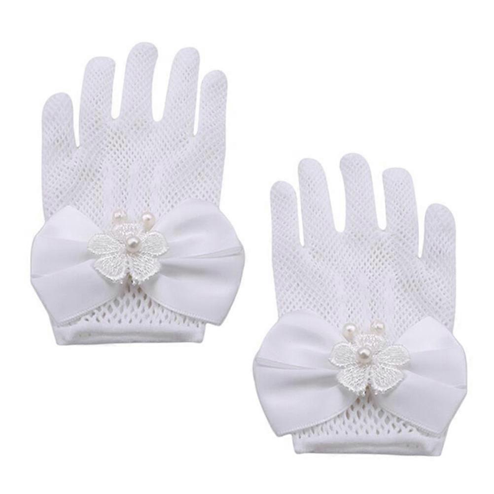 White Lace Gloves for Children Stage Performance 1Pair Wedding Gloves