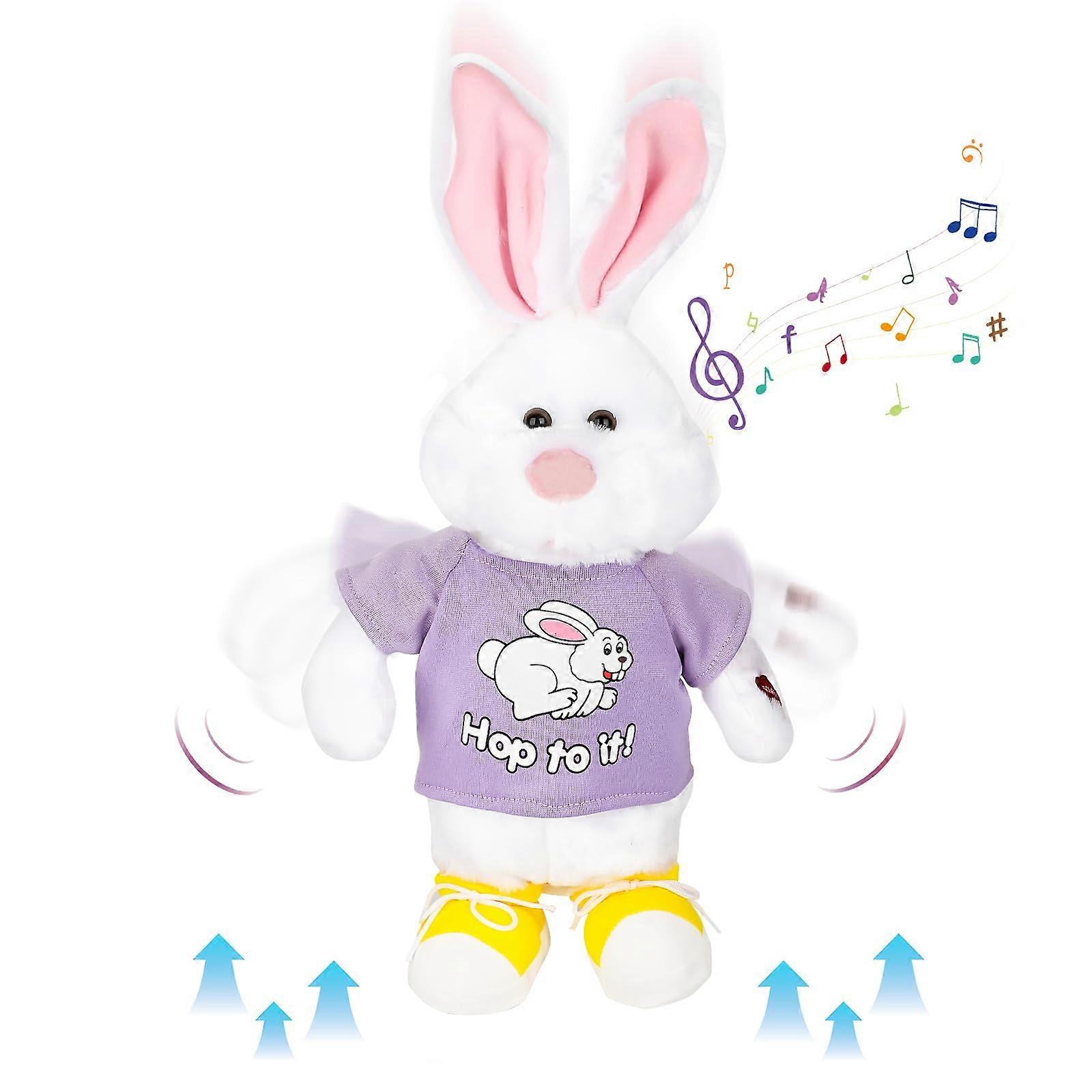 Interactive Singing Dancing Bunny Plush Toy with Rhythmic Jumping Action, 19Inch Easter Gift
