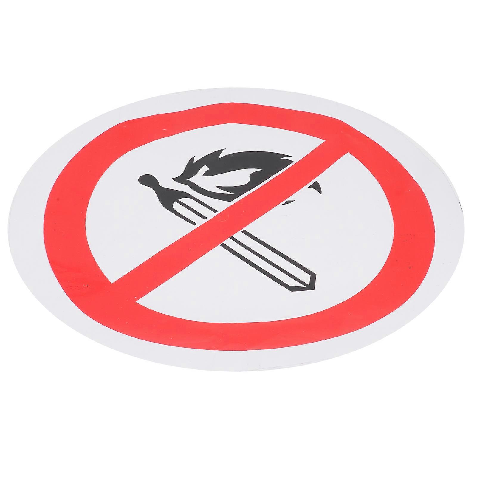No Open Flames Warning Stickers Round Safety Sign for Work 4Pcs