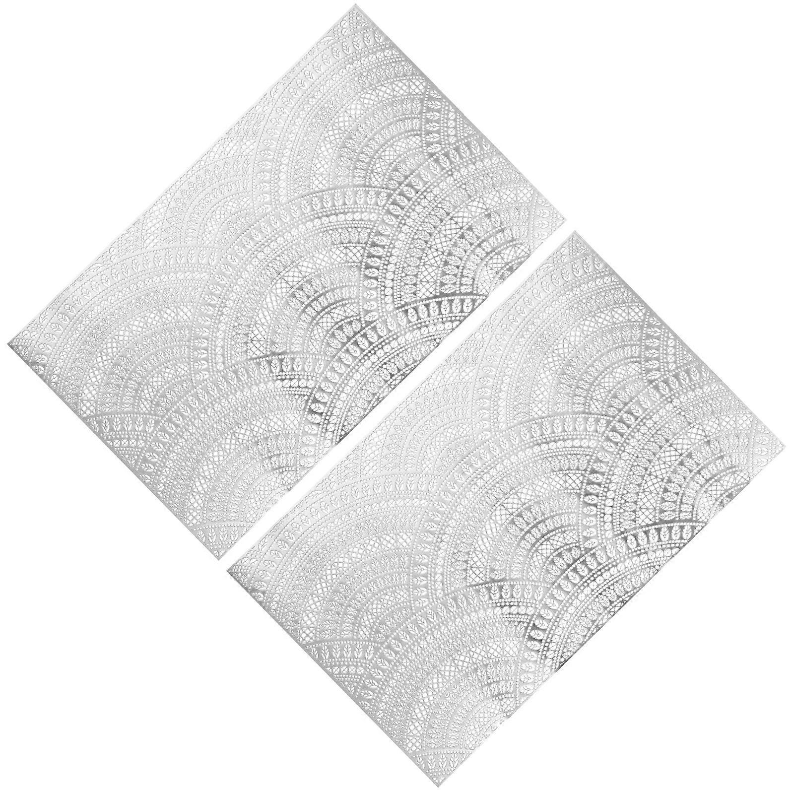 Silver Table Placemats PVC Material for Protecting Table 2Pcs Set