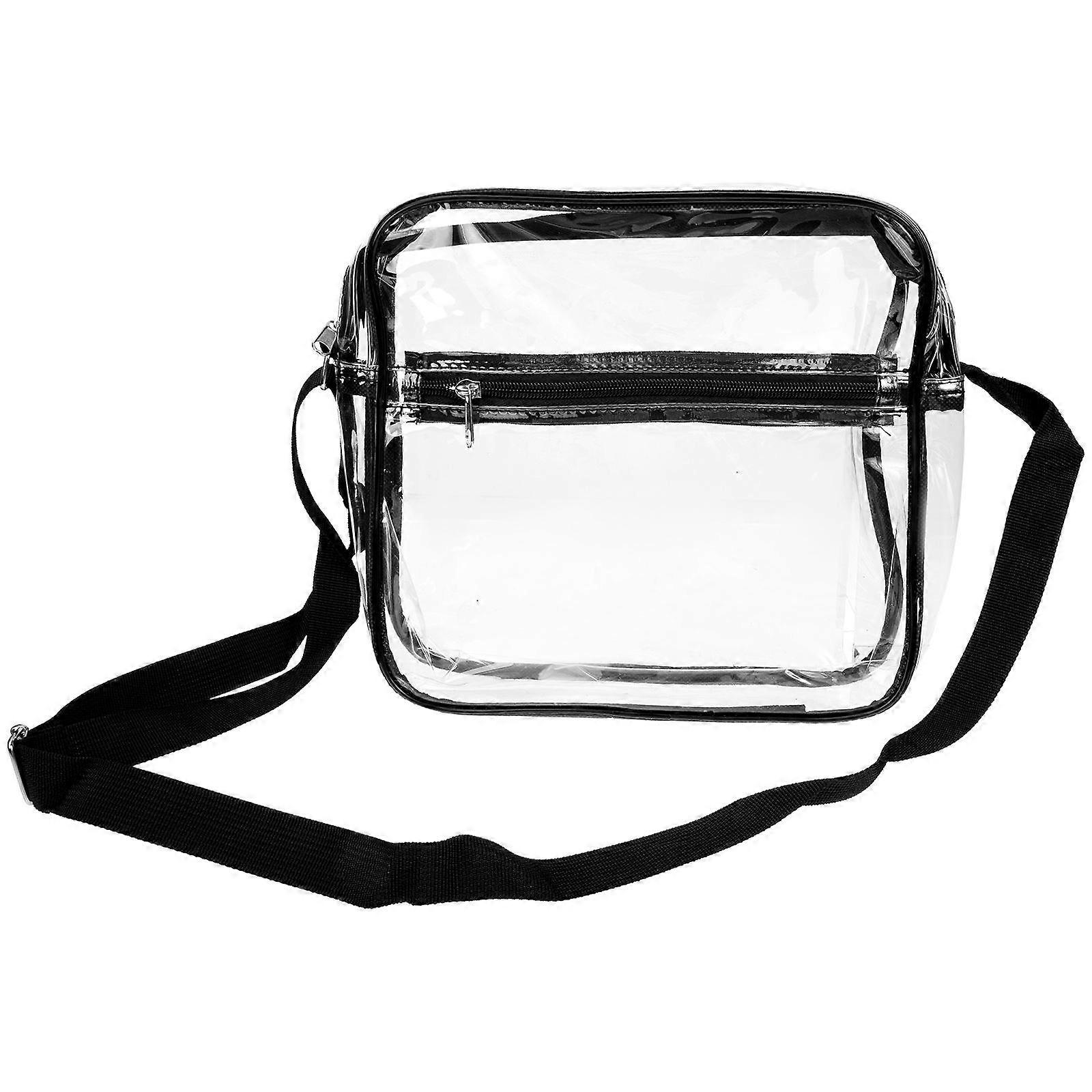Pvc Single Shoulder Bag Transparent Rectangular Shape For Travel Use 25x23cm Storage 1Pack