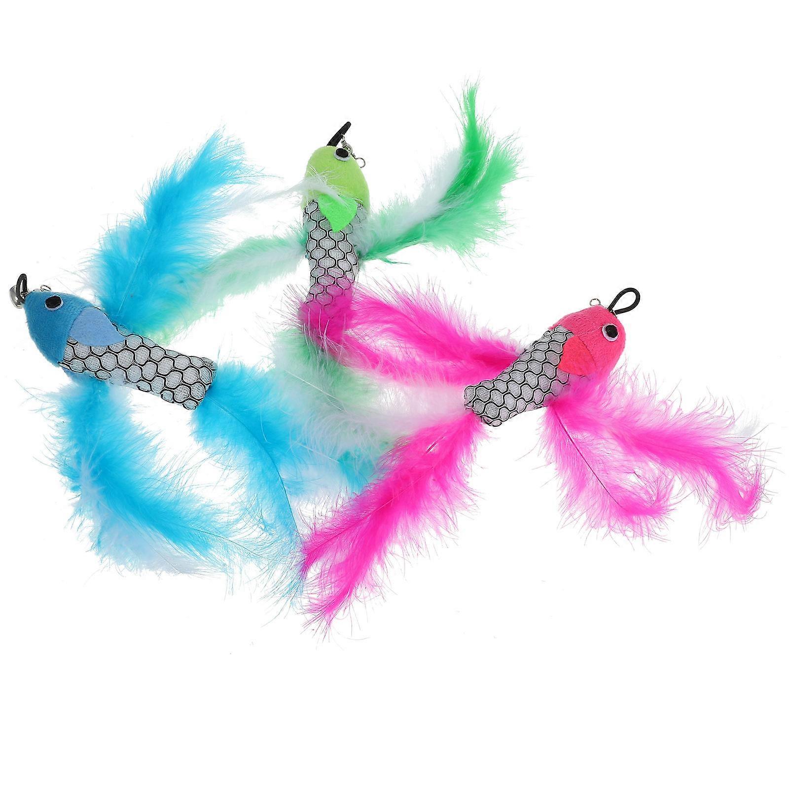 Cat Interactive Toy Plush Fish Replacement Stick for 3Pcs Kitten Teasing