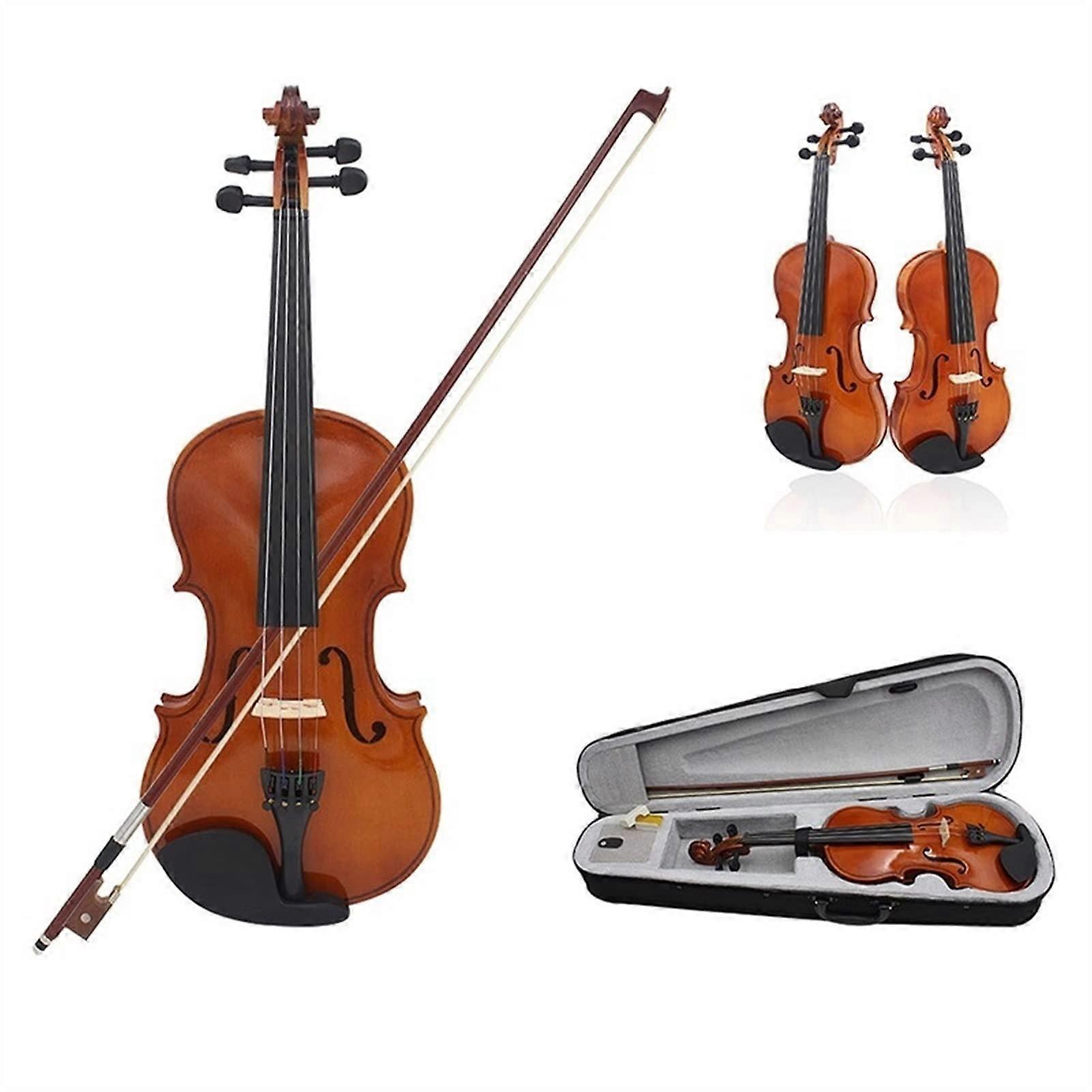 1/4 Size Kids Violin Solid Spruce Flame Maple Beginner Set with Case Bow Strings Shoulder Rest