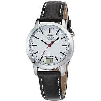 Master Time Svart Äkta Läder Eller Läderimitation Funk Basic Series Bahnhofsuhr MTLA-10593-21L Damklocka