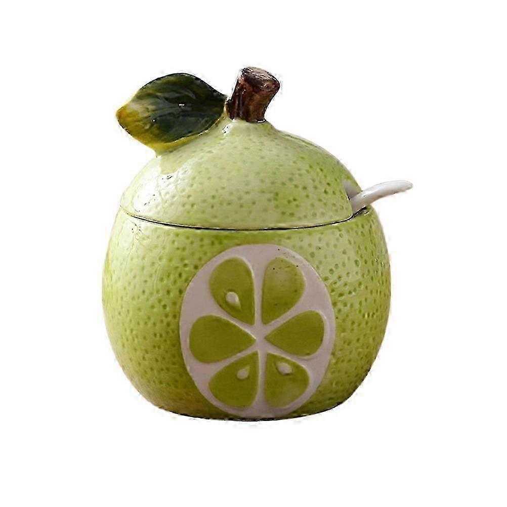 Olive Green Ceramic Fruit Shaped Spice Jar for Kitchen Use