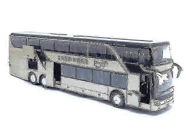 Guldlegering Dobbelt Sightseeing Bus Pull Back Model Flash Legetøjskøretøj