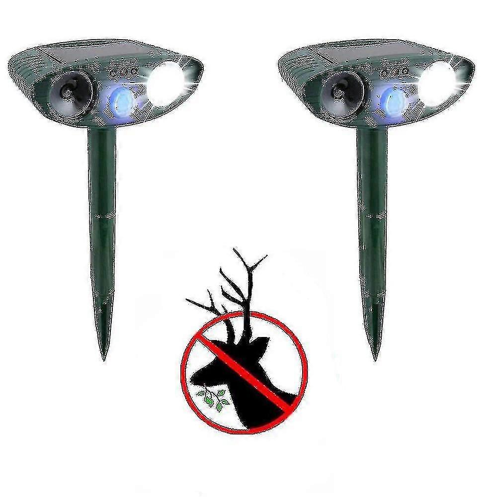 Solar Powered Ultrasonic Deer Repeller 2 Pack Deer Control Device