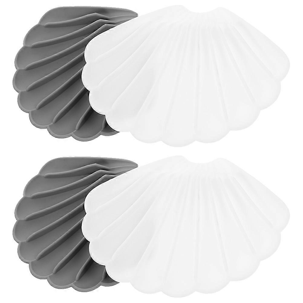 Self-Draining Silicone Shell Soap Holder for Bathroom 4Pcs Set