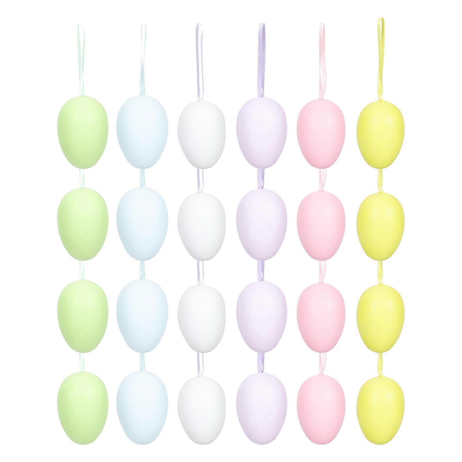 Assorted Color Easter Egg Hanging Decor DIY Plastic Decorations 24Pcs