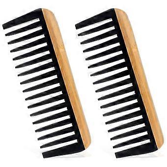2 Pcs Large Hair Detangling Combs Natural Wooden Combes Anti-Static No Handle Detangler Combs Bamboo Comb Wide Tooth Comb Prevents Tangle for Curly S