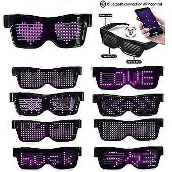 App Control Bluetooth Led Party Bril Aangepaste Talen Usb Charge Knipperende Luminous Eyewear Christmas Concert Zonnebril D_o
