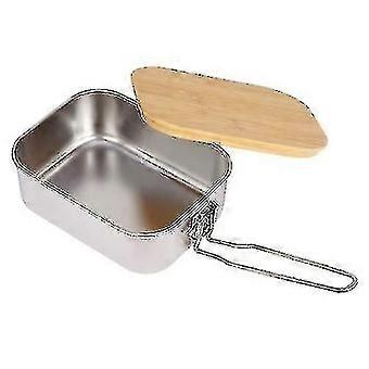Przenośny 304 Pudełko na lunch ze stali nierdzewnej Camping Lunch Container z bambusową osłoną 900ml Lunch Food Co