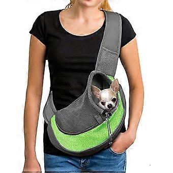Pet Dog Sling Carrier,Cat and Dog Travel Portable Diagonal Straddle Shoulder Bag,with Adjustable Strap Below 10lb for Dogs Cats (Green)