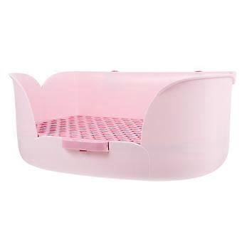 Bac à litière pour lapin, en plastique ABS rose. Toilettes pour animaux de compagnie.