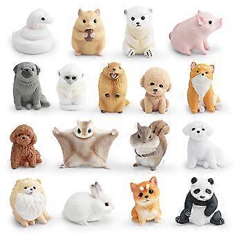 17Pcs Realistic Animal Figures Set, PVC Miniature Dog, Panda, Rabbit, Hamster & More, Cute Animal Sculptures for Kids, Home Decoration and Educational