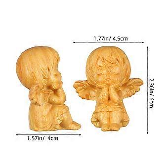 Wooden Angel Figurine for Home Decor and Religious Miniature Model Wings Sculpture