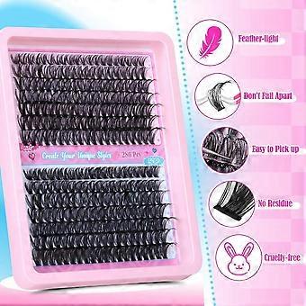 Extensiones de pestañas Racimos de pestañas 280 piezas 10-18MM Wispy Pestañas individuales Esponjoso Volume Mix 60D 80D D Curl Extensiones de pestañas Autoaplicación en casa