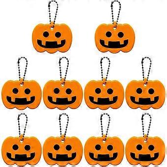 10pcs Halloween Pumpkin Reflective Keychain Set for Night Safety Running Cycling and Outdoor Use