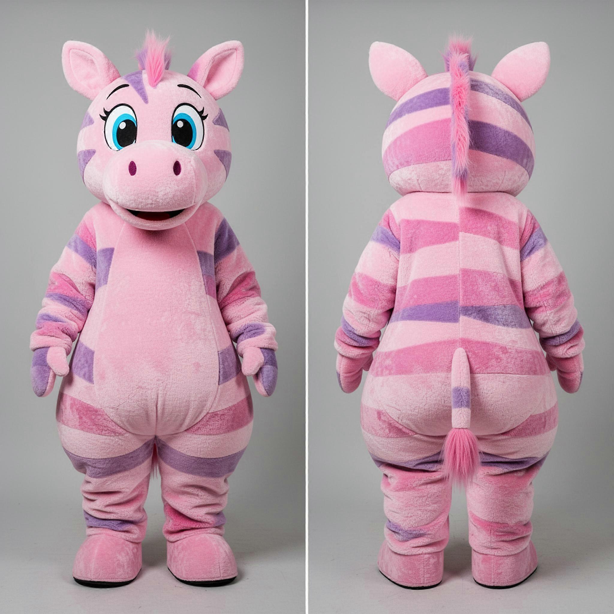 MASTICOT Pink Velvety Zebra Mascot
