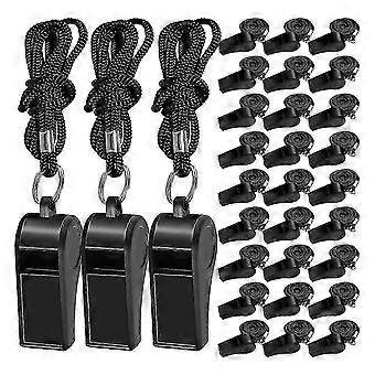 48 Pcs Sports Whistles with Lanyard Plastic Loud Referee Whistles for Emergency Teachers Training