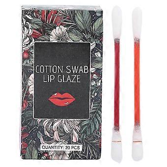 EELHOE 20pcs X 0.15ml Disposable Cotton Swab Lipstick Set Portable Long Lasting Anti Dry Tattoo Lipstick Swabs